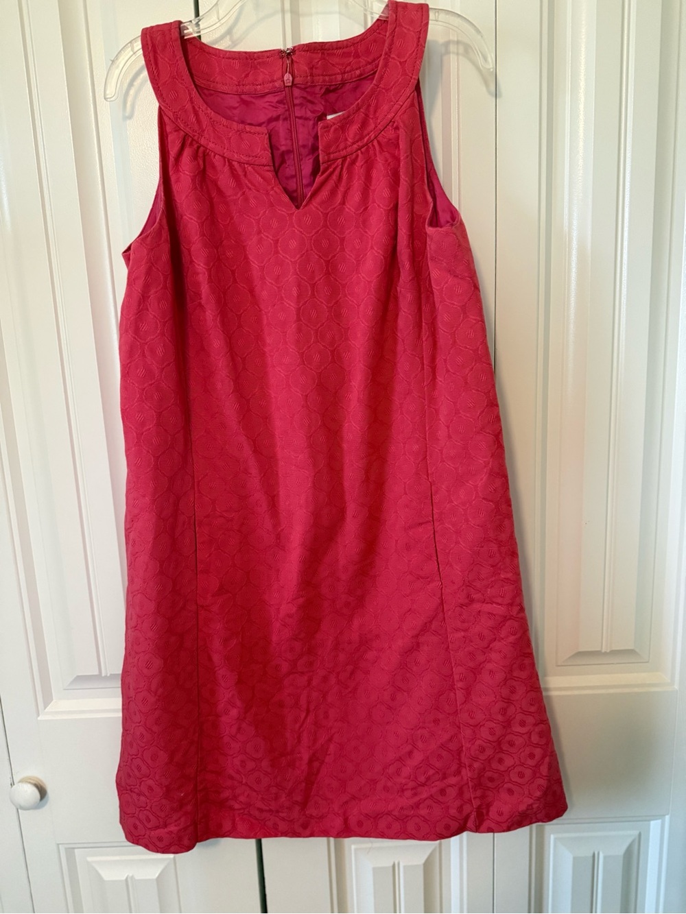 LOFT Sleeveless Raspberry Textured A-Line Dress